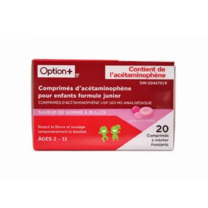 OPTION+ ACETAMINOPHEN CHILD BUBBLE GUM TB 160MG 20